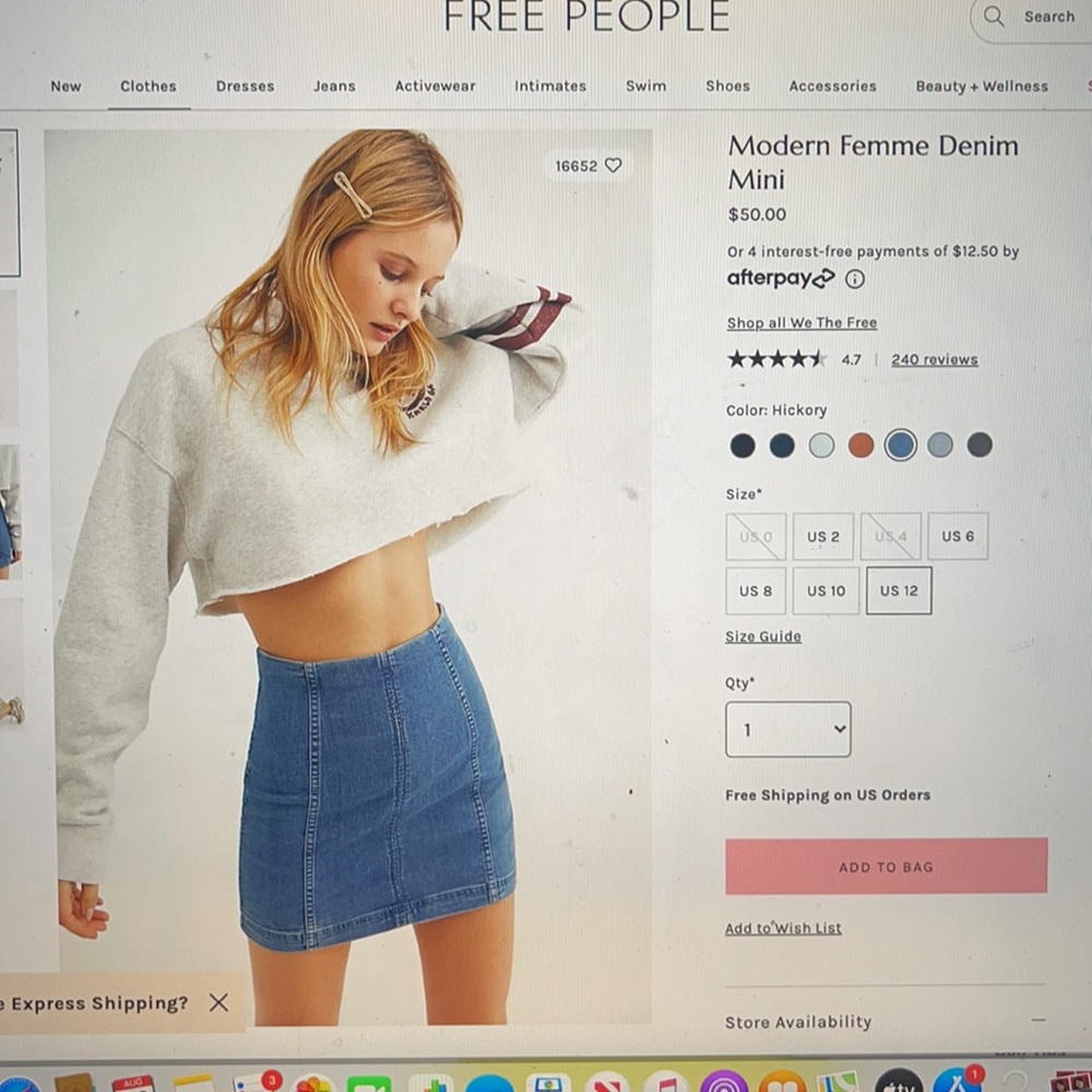 Cotton denim skirt